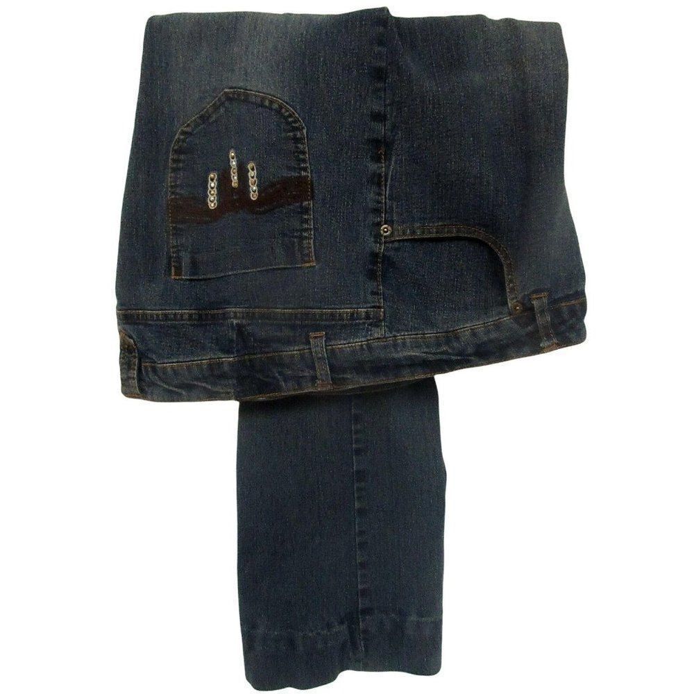 Evil Gemelli Boot Cut Jeans 20W PLUS Embroidered Pockets Cotton Stretch
